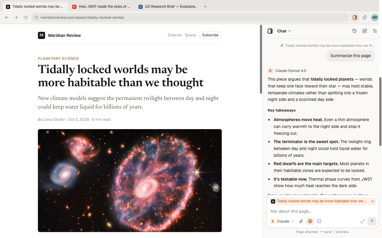 Chatting about an article in the Thinkbeside side panel